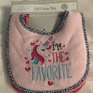 NWT Le Bebe baby girl bibs. 4 pk all different. Size 0+months